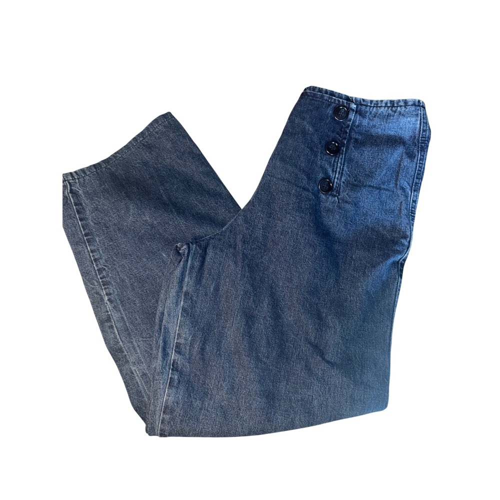 Forenza vintage Women's 14P Denim Pullup Wide Leg Sailor Button Jeans 100%cotton